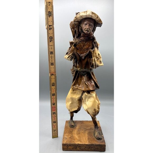 Vtg Paper Mache Figurine Man Mexico Folk Art‎ 12" Farmer Carrying Mat - Picture 6 of 6